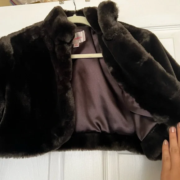 faux fur brown coat - Picture 2 of 3
